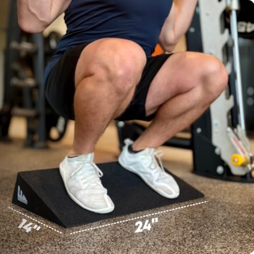 SquatWedgiez SumoWedgie Squat Wedge & Slant Board, 20 Degree, 24" Wide – Heavy Duty 1000 lb Capacity for Heel Elevated Squats, Knees Over Toes Training, Calf Stretching & Ankle Mobility