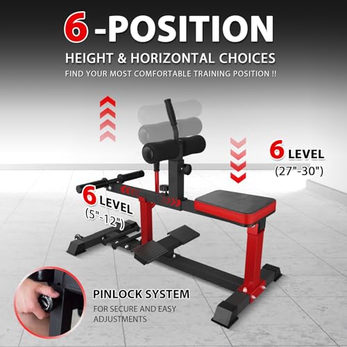 GMWD Adjustable Seated Calf Raise Machine with Band Pegs for Leg Training and Exercise - Home Gym Equipment - color: Red