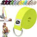 TECEUM 2 IN 1 Yoga & Mat Strap for Stretching – Cotton – 6/8/10 ft - color: Bright Green, size: 8 ft