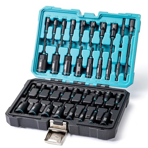 LIBRATON Magnetic Nut Driver Set, 35PCs Impact Driver Bit Set, Metric & SAE