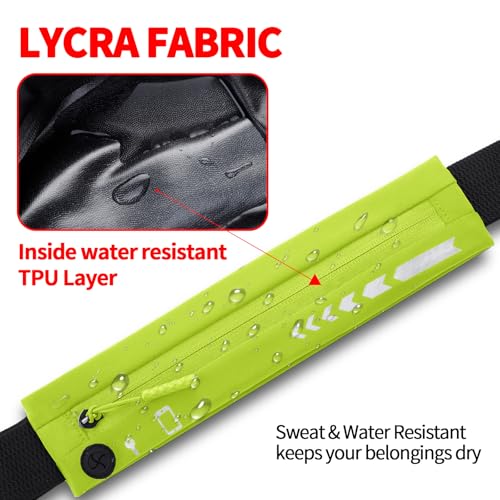 USHAKE Slim Running Belt Women Men, Bounce Free Fanny Pack Phone Holder - color: Yellow