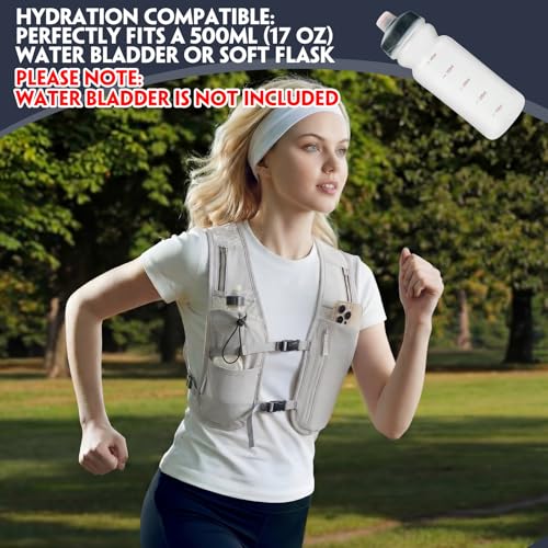 2 Pcs Running Vest for Women Men, Reflective Running Vest with Adjustable Waistband & Phone Pocket, Outdoor Pack Lightweight Breathable Backpack for Marathon Hiking - color: Black, Gray