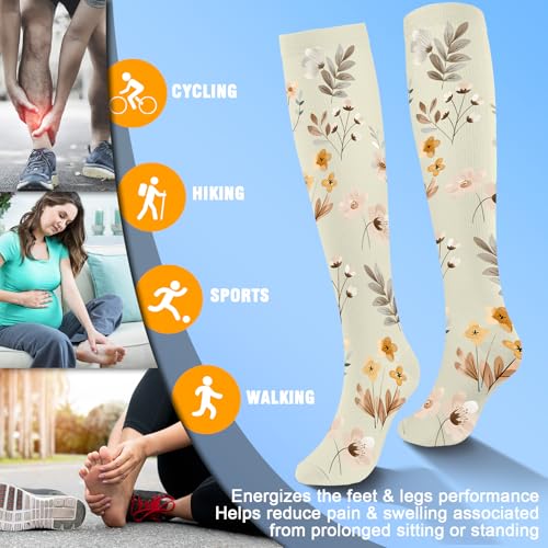 bropite Compression Socks For Women&Men,6 Pairs 20-30 mmHg Knee-High Socks - color: 10 Greendandelion 28, size: Small-Medium