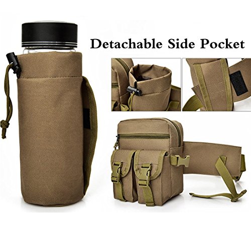 Hiking Waist Fanny Pack With Water Bottle Holder Running Waist Hip Belt Bag Motorcycle Bike Pouch Shoulder Bag - color: Khaki