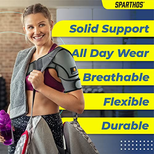 Sparthos Rotator Cuff Shoulder Brace for Women & Men - Support - Gray-UNI - color: Gray/Black, style: Universal