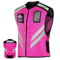 Pink Reflective Motorcycle Cycling Vest, Breathable Safety High Visibility Riding Vest For Women Adjustable Waist - size: Large