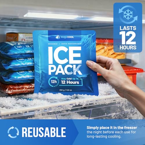 Ice Packs for Cooler, Reusable Ice Packs for Lunch Boxes, 4 Pack Long Lasting Freezer Packs, Leakproof Cooler Ice Packs for Lunch Bags and Coolers, BPA-Free, Food Safe - size: 4-Pack / 250g Each