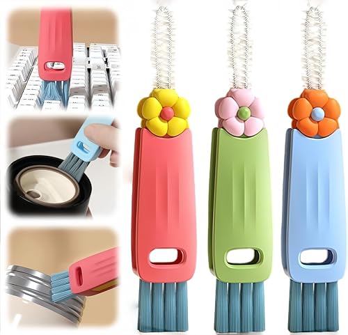 3 in 1 Bottle Cleaning Brush Set, Multifunction Silicone Cup Lid Gap Cleaner, Home Kitchen Crevice Cleaning Tools, Cute Colorful Rabbit，3 Pcs - color: 3 Pcs Colorful Rabbit