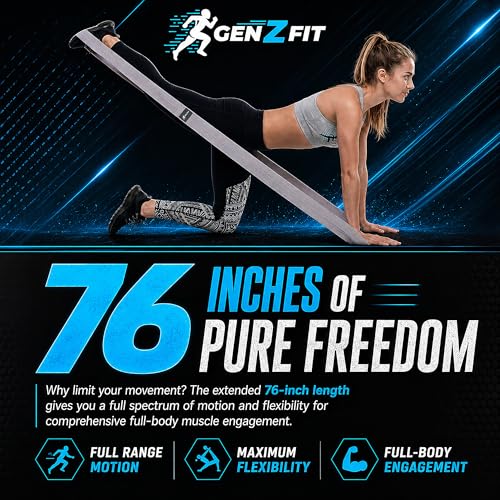 Premium 76" Extra Long Resistance Band for Working Out, 3" Wide Non-Slip Fabric Exercise Band for Stretching, Yoga, Strength Training & Physical Therapy - color: Grey