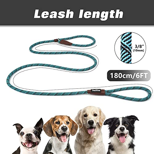 PetiFine Slip Lead Dog Leash Reflective, 6FT x 3/8" Heavy Duty Slip Leash - color: Blue, size: 3/8" x 6 FT