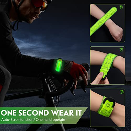 Simket Reflective LED Armband Rechargeable for Running(4 Pack), Running Lights for Runners, Running Lights, High Visibility Reflective Running Gear Adjustable Light Up Arm Bands for Men Women Kids