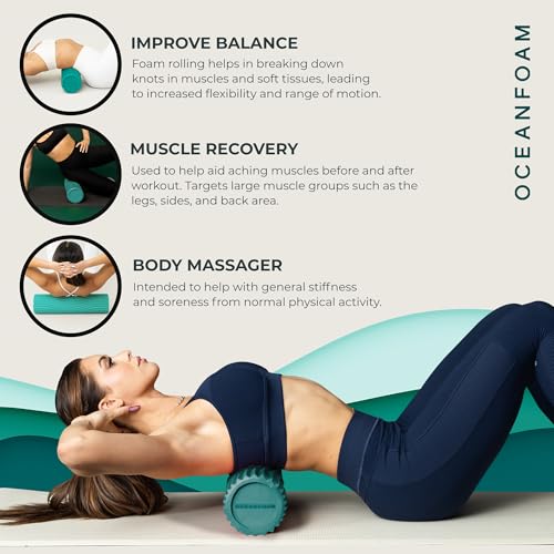 Oceanfoam Tidal Roller - Muscle Massage Foam Roller for Exercise (Jade) - color: Jade