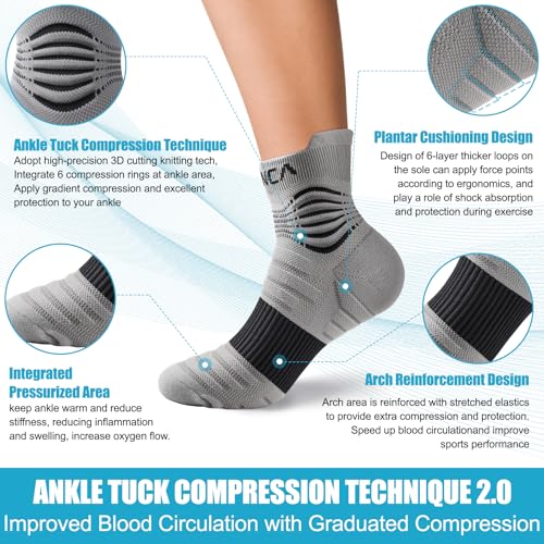 NEENCA Professional Compression Socks for Women Men Circulation, 20-30 mmHg - color: Gray Black, size: X-Large