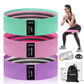 KANGFITER Non-Slip Fabric Resistance Bands for Working Out 3 Levels - color: Green, Pink, Purple 3 PCS
