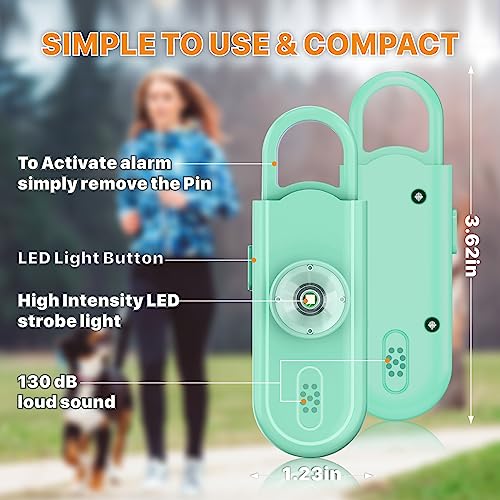 Safe Sound Personal Alarm, 2 Pack 130 dB Loud Siren Song Emergency Security Alarm Keychain with Strobe LED Light, Personal Sound Safety Siren for Women, Men, Children, Elderly - color: Black/Green