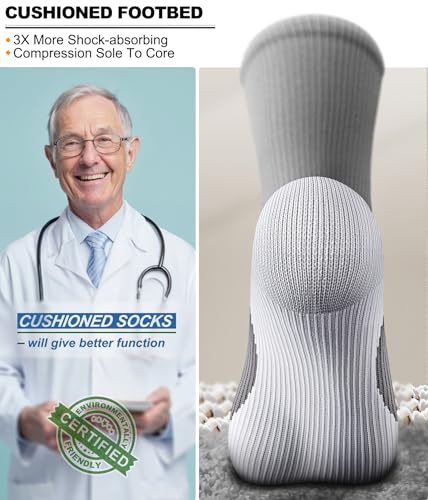 BULLIANT Men's Cushioned Compression Knee High Sports Recovery Socks 3Pack - color: 3pairs-gray8396, size: Large-X-Large