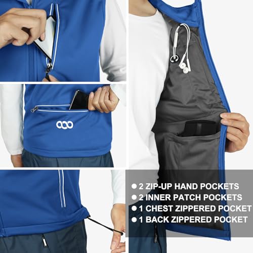 33,000ft Men's Windproof Lightweight Golf Vest Outerwear Sleeveless Jacket - color: Azure, size: Large