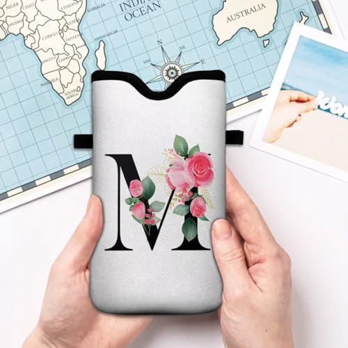 Cell Phone Sleeves Bag Case Crossbody Neoprene Holder Lanyard Phone Pouch for Women Men 7.5 X 4.5 Inches - Letter_M - color: Letter_M