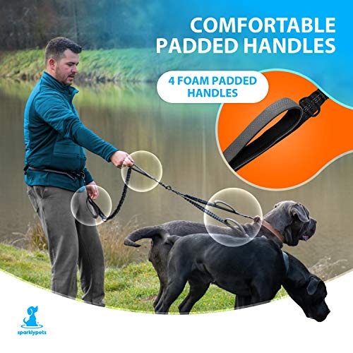 SparklyPets Hands Free Dual Dog Leash, Medium & Large (Gray) - color: Gray, size: 2 dogs M/L