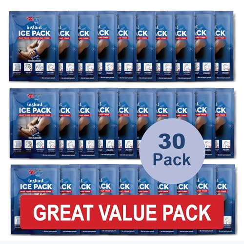 Instant Ice Cold Packs - 30 Individual Packs (7”x5”) Cold Therapy Ice Packs for Pain Relief, Inflammation, Swelling, Sprains, Sprained Muscles, Toothache - Sport Temp