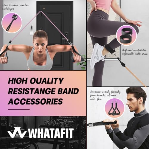 WHATAFIT Resistance Bands with Handles, 150 lb Exercise Bands Set - color: Morandi-01