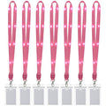 Christmas LED Light Up Flashing Cruise Lanyards Keychain Key Holder Neck Straps Necklace - color: Pink - (7 Pack With 7 Pack Plastic Badge Holder)