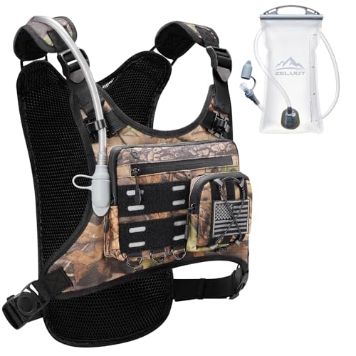 Zelvot Running Vest with 2L Water Bladder, Hydration Backpack, U.S. Design Patent, Lightweight Hydration Pack with Gear Holder, Reflective Chest Pack for Men Women - color: Tree Camouflage, size: Medium-Large