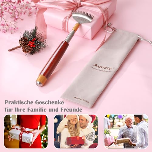2Pcs Back Scratchers Extendable with Wood Handle & Massage Roller - color: Dark Red-2pack
