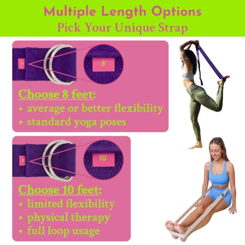 Extra-Wide 2 Inch Cotton Yoga Strap: Stretching, Physical Therapy, Exercise - color: Purple, size: 10 feet