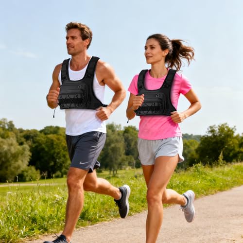 Running Vest 2L Water Bladderfor Men & Women, Lightweight Breathable Reflective Design, Adjustable Shoulder Straps with Phone Pocket, Ideal for Cycling & Mountain Sports (Black, F)