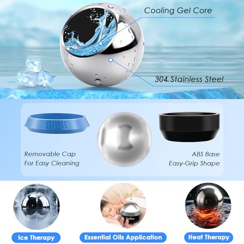 Massage Ice Roller Ball Cold & Heat Therapy Pain Relief Myofascial Release - color: Grey