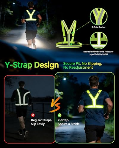 Running Lights for Runners, 500LM Rechargeable Chest Light with Hand-Wave Sensor, Hands-Free Night Running Light, IPX4 Waterproof, 45° Adjustable Beam for Jogging, Walking, Dog Walking
