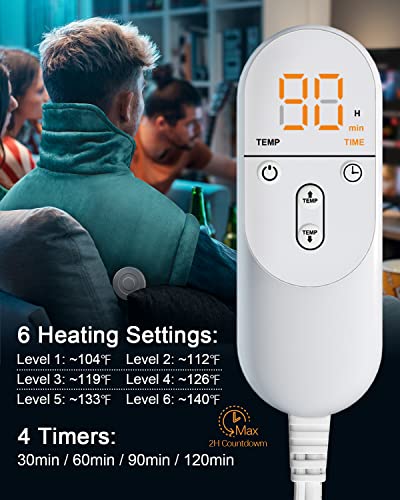 Heating Pad for Neck Shoulders Back, Upgraded PTC+NTC Even Heating, Versatile Electric Heated Neck Wrap for Full-Body Relax, Birthday Gifts for Women Men Mom Dad Wife Husband, ETL Safety Certified - color: Blue Green