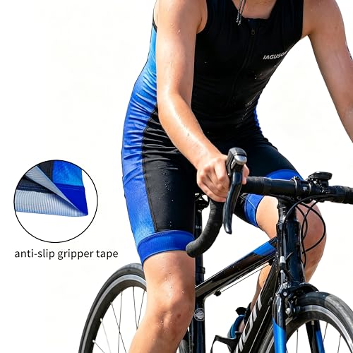 Boys Triathlon Suit Youth Racing Tri Skin Suit for Cycling Swim Run - color: Black/Blue, size: X-Large