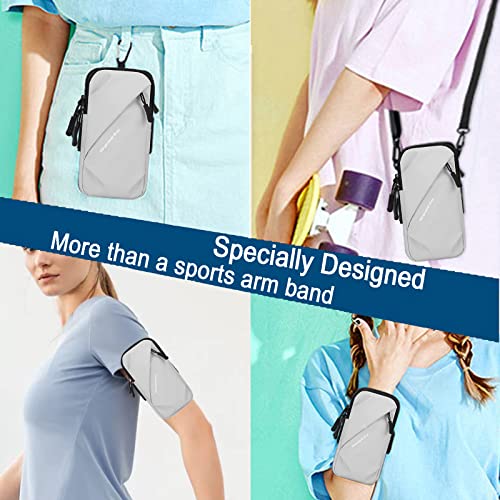 Prime Comfort Phone Holder, Small Crossbody Shoulder Holsters Bag with Arm Band, Fits iPhone and Android, Use for Running, Walking, Hiking & Biking (6.7 Inches, Grayish White) - color: Grayish white