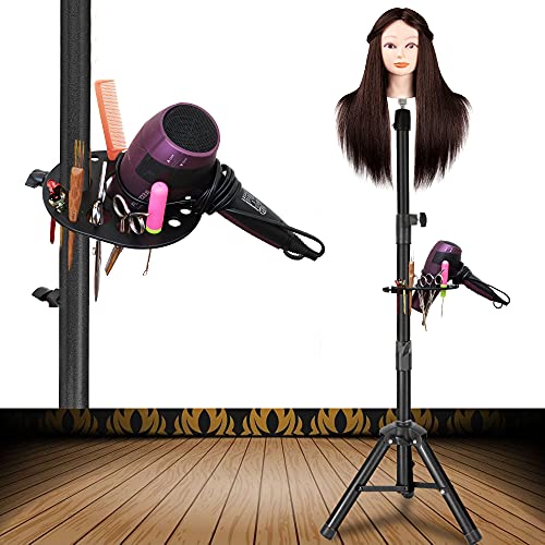 ZQIAN BEAUTY 55 Inch Heavy-duty Wig Head Stand, Adjustable Metal Mannequin Head Stand Tripod For Hairdressing Training Head, Wig Stand Tripod with Tool Tray (Black, Mannequin Head Not Included) - color: Black, size: 55 Inch