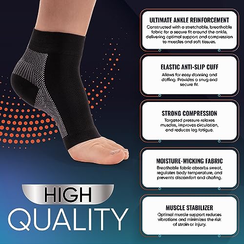 Ankle Brace Socks - Ankle Compression Sleeve - Foot Brace for Women & Men - color: Blue, size: Small