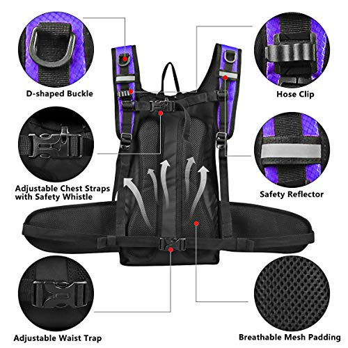 Hydration Backpack with 3L Water Bladder, Small Hydration Pack Backpack for Men Women, Lightweight Water Backpack with Cooler Layer for Running, Biking, Hiking - color: DPurple