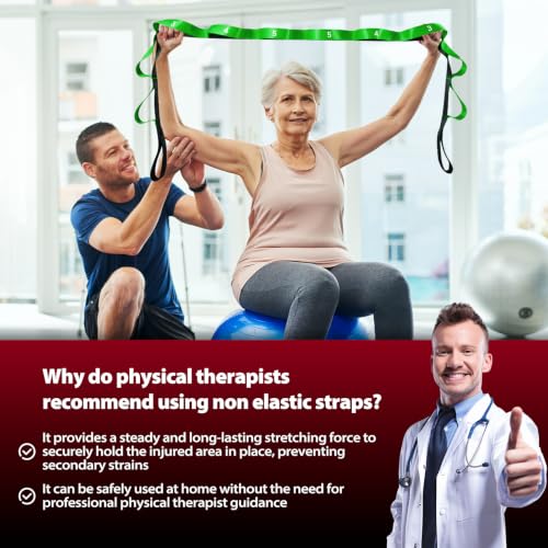 Acozycoo Stretching Strap with Loops for Physical Therapy,Knee,Leg Lifter - color: Green, size: Length: 86 Inch, Width: 1.5 Inch