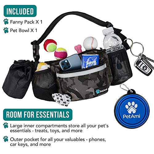 PetAmi Dog Fanny Pack, Treat Pouch for Dog Walking Training, Camo Black - color: Camo Black