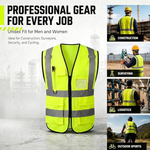 Safety Vest High Visibility Reflective Construction Vest - color: Green, size: Small