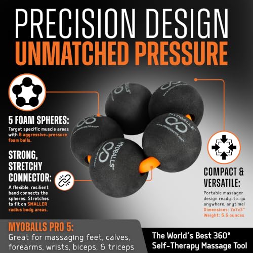 PRIMEKINETIX MyoBalls Foam Roller - Foam Rollers for Muscles, Enhanced Mobility, Deep Tissue & Full Body Massage, Trigger Point Therapy, for Athletes & Active Lifestyles, 1 Set of 5 Balls, Black - size: MyoBalls Pro 5