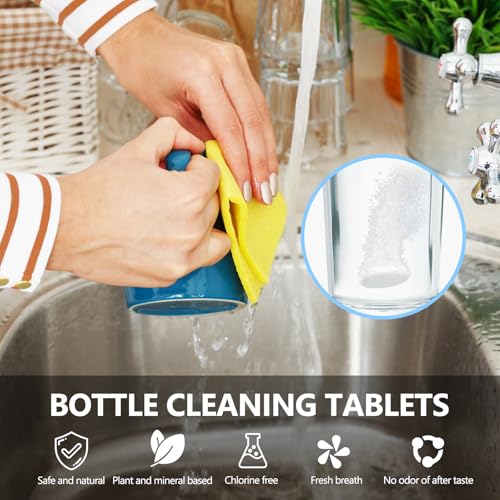 USKICH 48 Pack Water Bottle Cleaning Tablets,Water Bottle Cleaner Great for Stainless Steel, Thermos, Tumbler, Insulated and Reusable Water Bottles,Removes Stubborn Stains and Odors - size: 1 Count (Pack of 48)