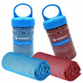 YQXCC 2 Pack Cooling Towels (47"x12"), Ice Cool Towel for Neck & Face - color: Light Blue/Red