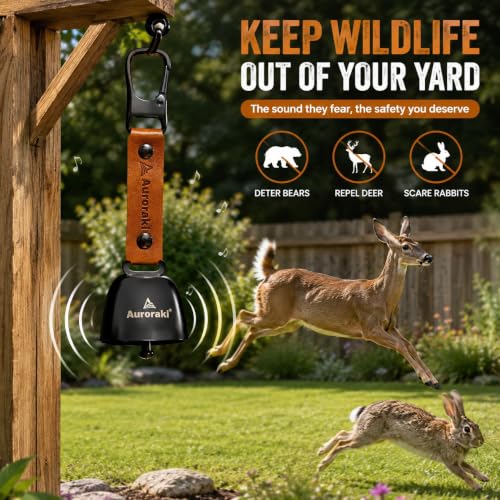 Auroraki's Loud Bear Bell with Magnetic Silencer for Bear Deterrent, Survival, Camping, Hiking, Biking, Climbing - Brown