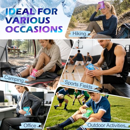 50 Pack Instant Ice Cold Pack 4"×6",5 Colors Disposable Ice Packs - size: 50P