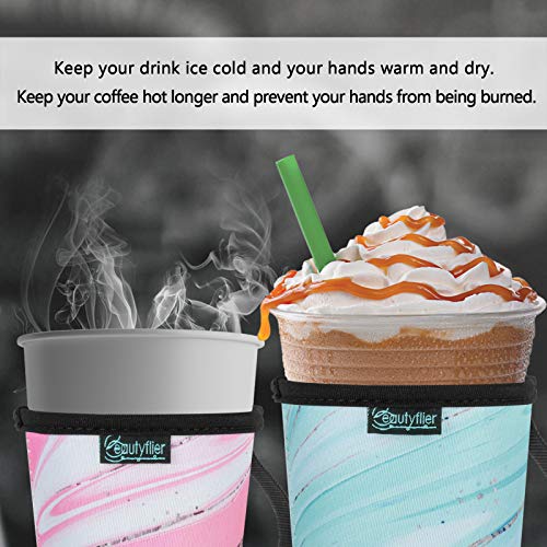 Reusable Insulated Neoprene Iced Coffee Sleeve, Hot & Cold Drink Cooler Cover for 16-32oz Cups, Compatible with Starbucks/Dunkin/McDonalds, Durable Beverage Holder for Cold Soda, Multi-Pattern Options - color: Pattern4