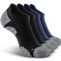 Men's No Show Compression Athletic Socks, Cushioned for Running Hiking - color: Black-2 & Navy Blue-2 (4 Pairs), size: Large
