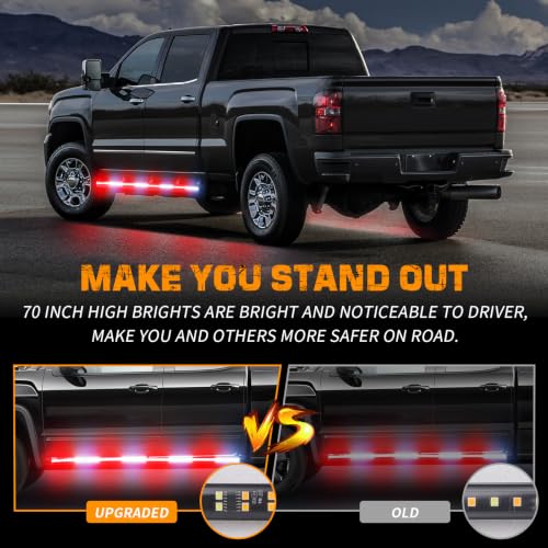 XRIDONSEN 2PCS 70 inch Running Board Lights, 864 LED Strobe Lights - color: Red/White