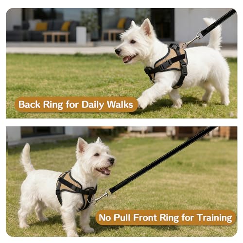 AIITLE No-Pull Dog Harness Reflective Mesh Vest Adjustable, Khaki L - color: Khaki, size: L